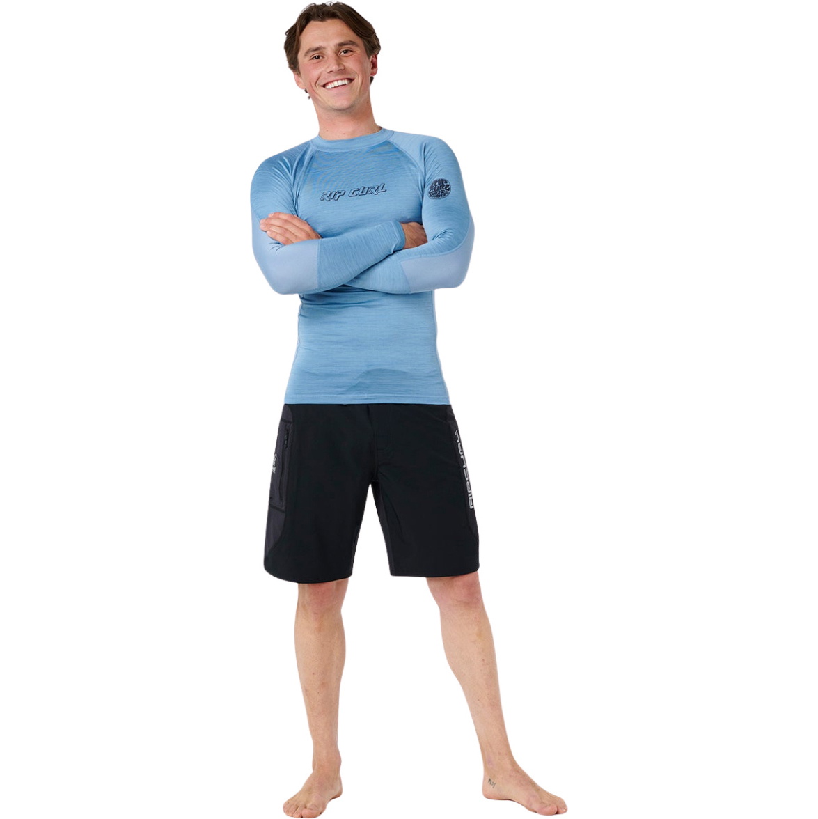 2026 Rip Curl M&auml;nner Dawn Patrol UPF Performance Langärmeliges Lycra-Trikot 16BMRV - Faded Denim